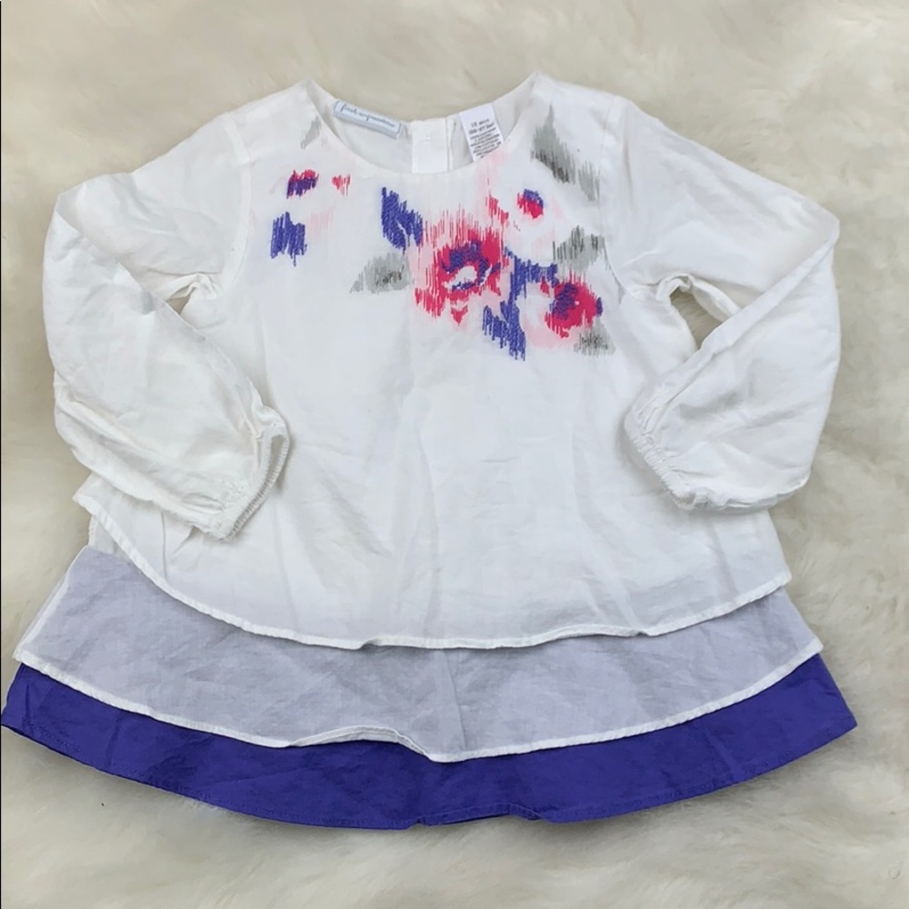Baby Girl White 3 tiered Long Sleeve Dress 18 M